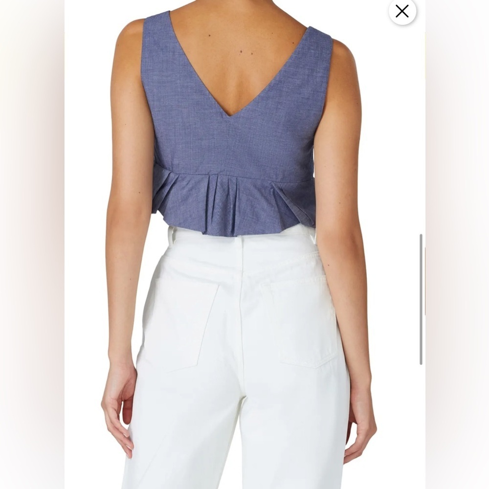Chambray Ruffle Crop Top by Thakoon Size 10 - Picture 5 of 15